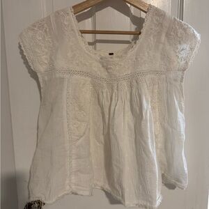 Free People White Lace French Top